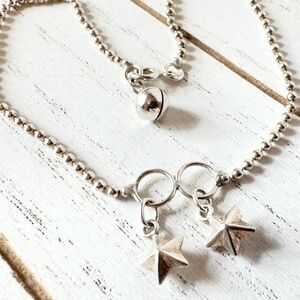 Vintage 925 Sterling Silver Ball/ Bead Anklet With Star Charms